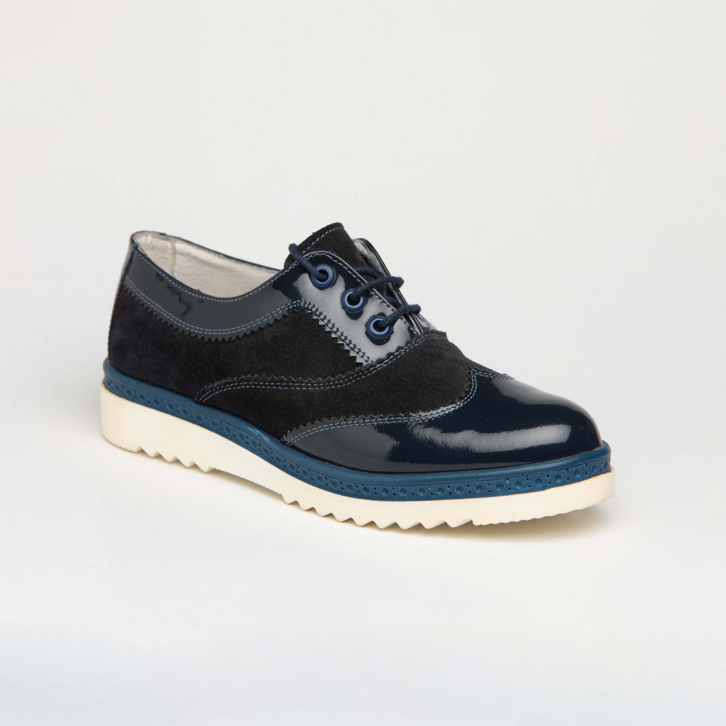 Pantofi casual damă din piele naturală lac și velur - A035