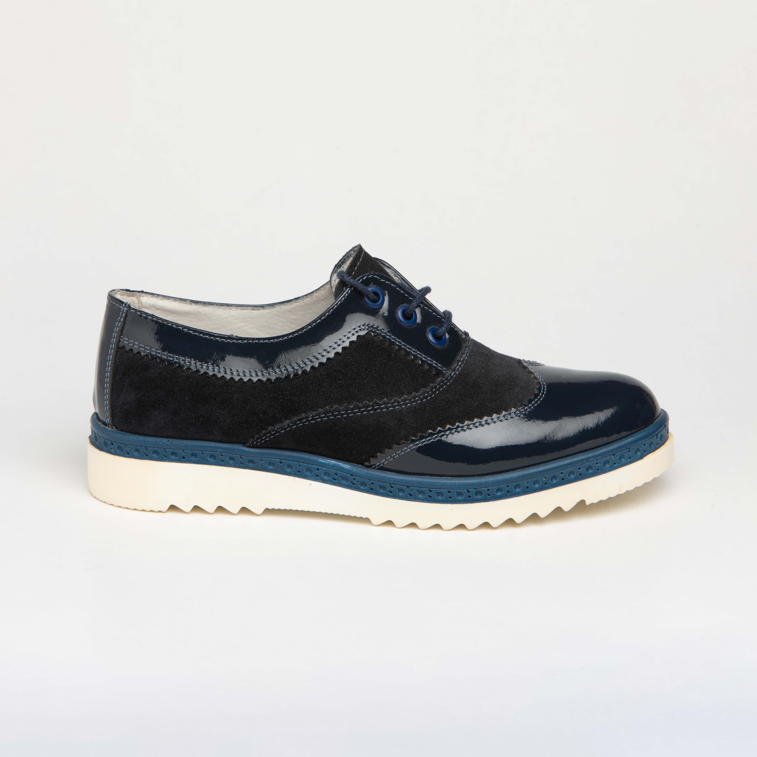 Pantofi casual damă din piele naturală lac și velur - A035 - imagine 2