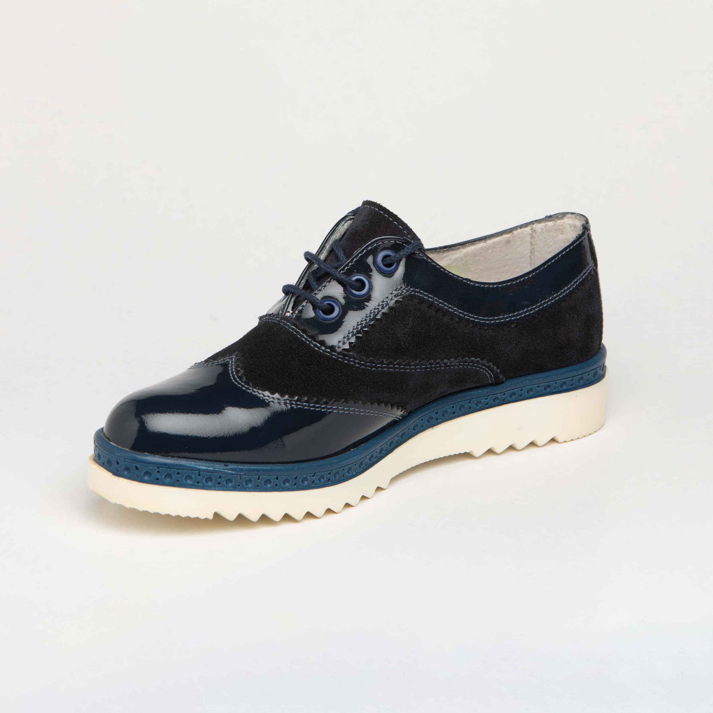 Pantofi casual damă din piele naturală lac și velur - A035 - imagine 3