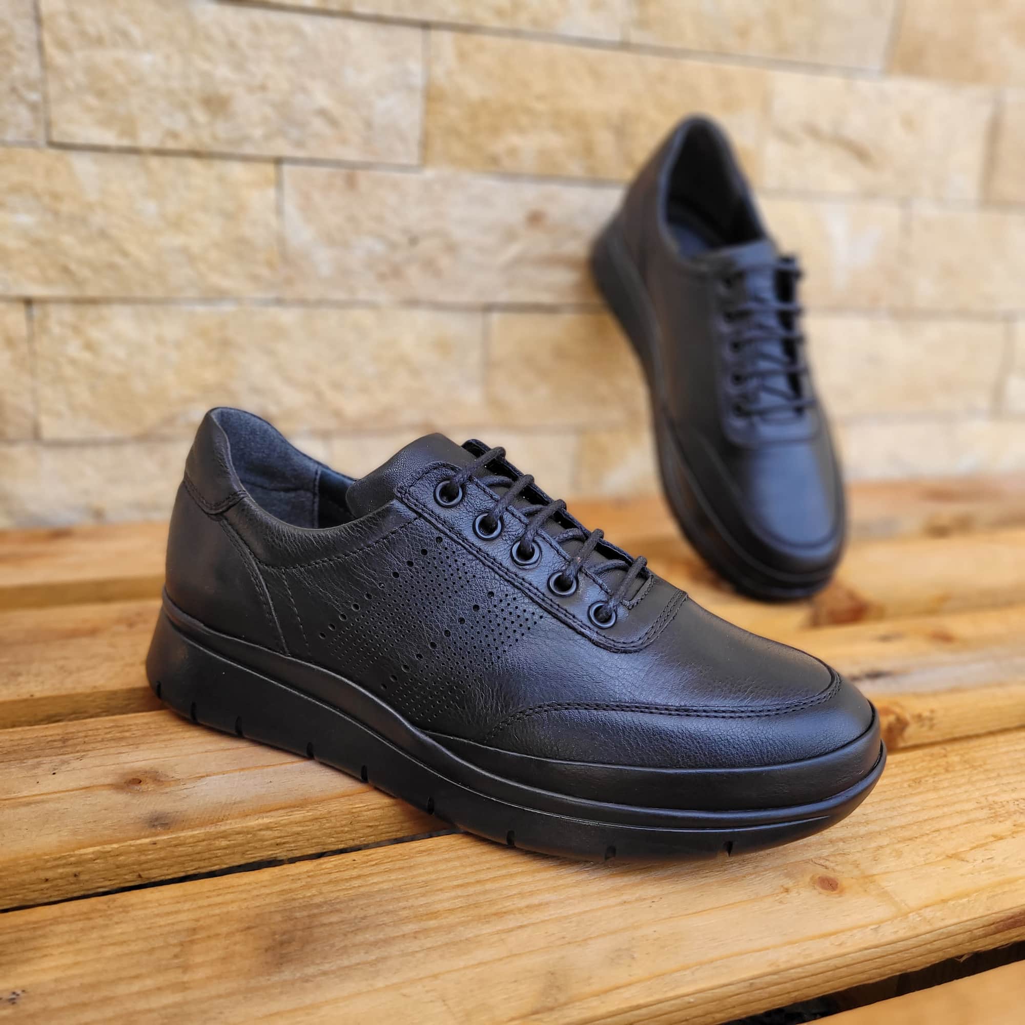 Pantofi sport unisex din piele naturală Negri C030