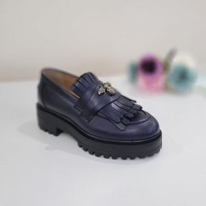 Pantofi casual damă din piele naturală Bleumarin - A156