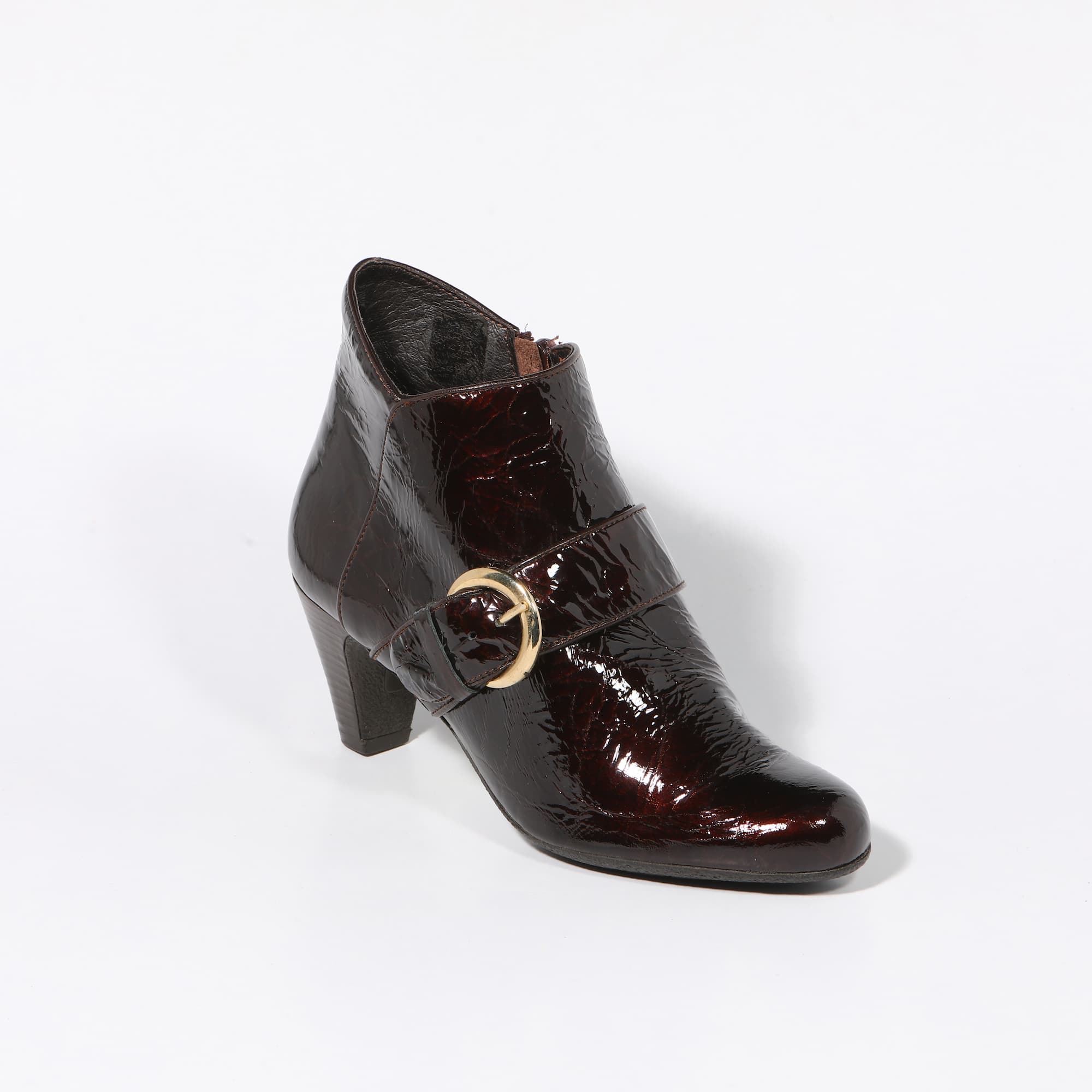 Botine damă elegante din piele naturală lacuita visinii - A188 - imagine 3