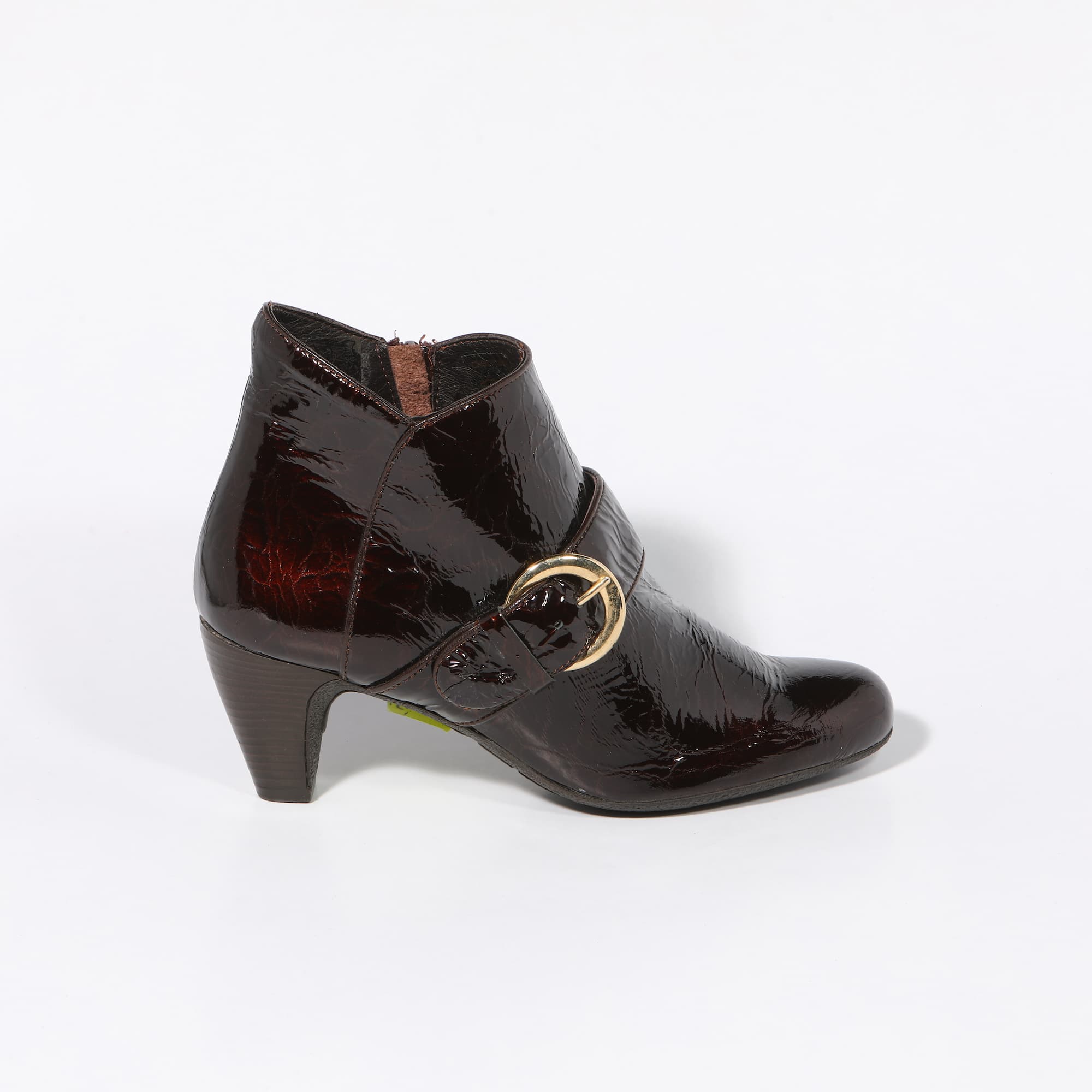 Botine damă elegante din piele naturală lacuita visinii - A188