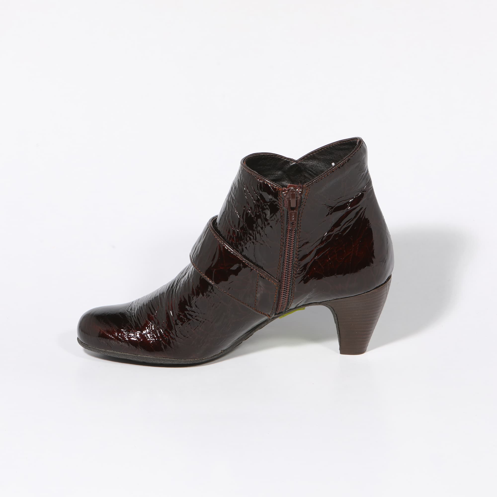 Botine damă elegante din piele naturală lacuita visinii - A188 - imagine 2
