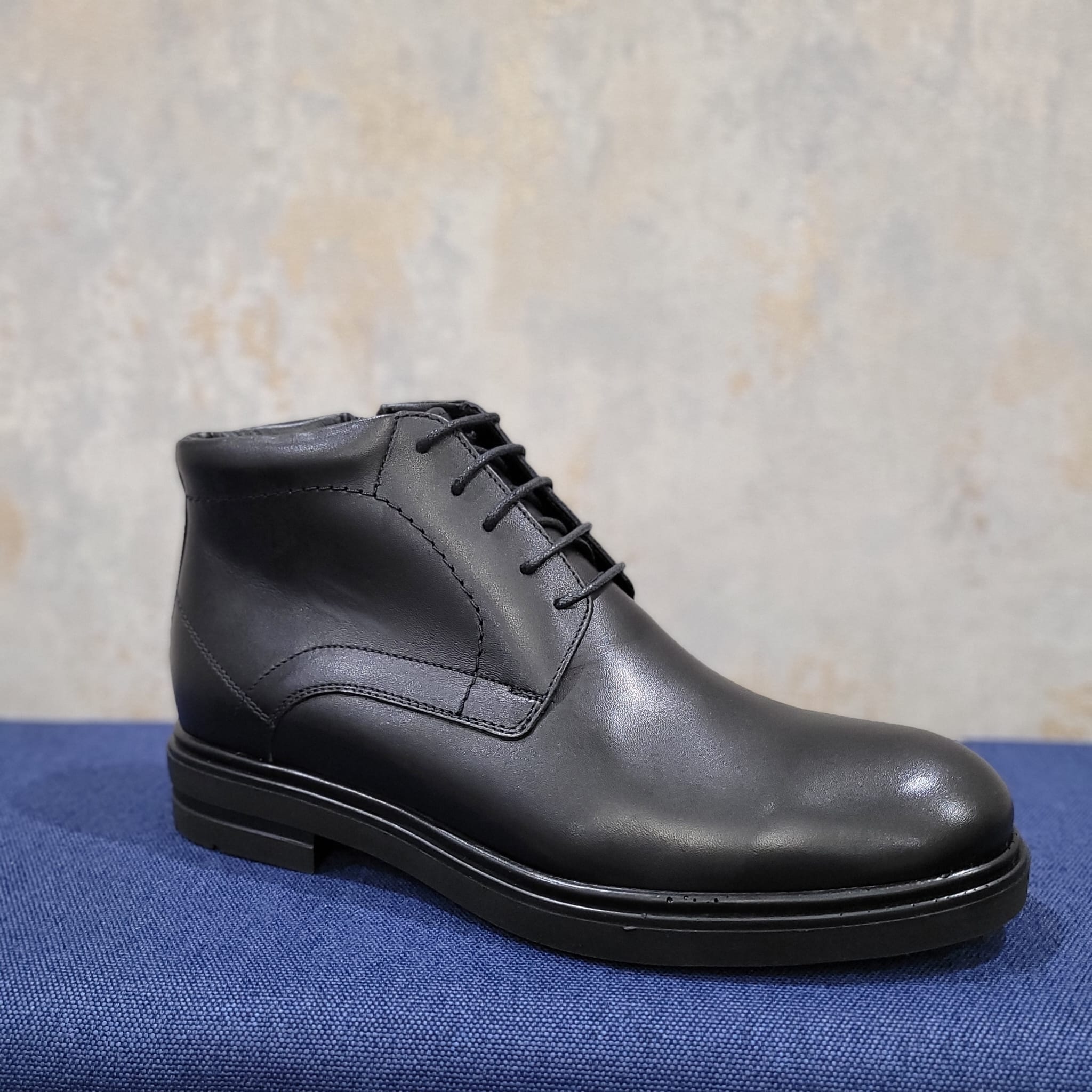 Botine bărbați din piele naturală negre - B071