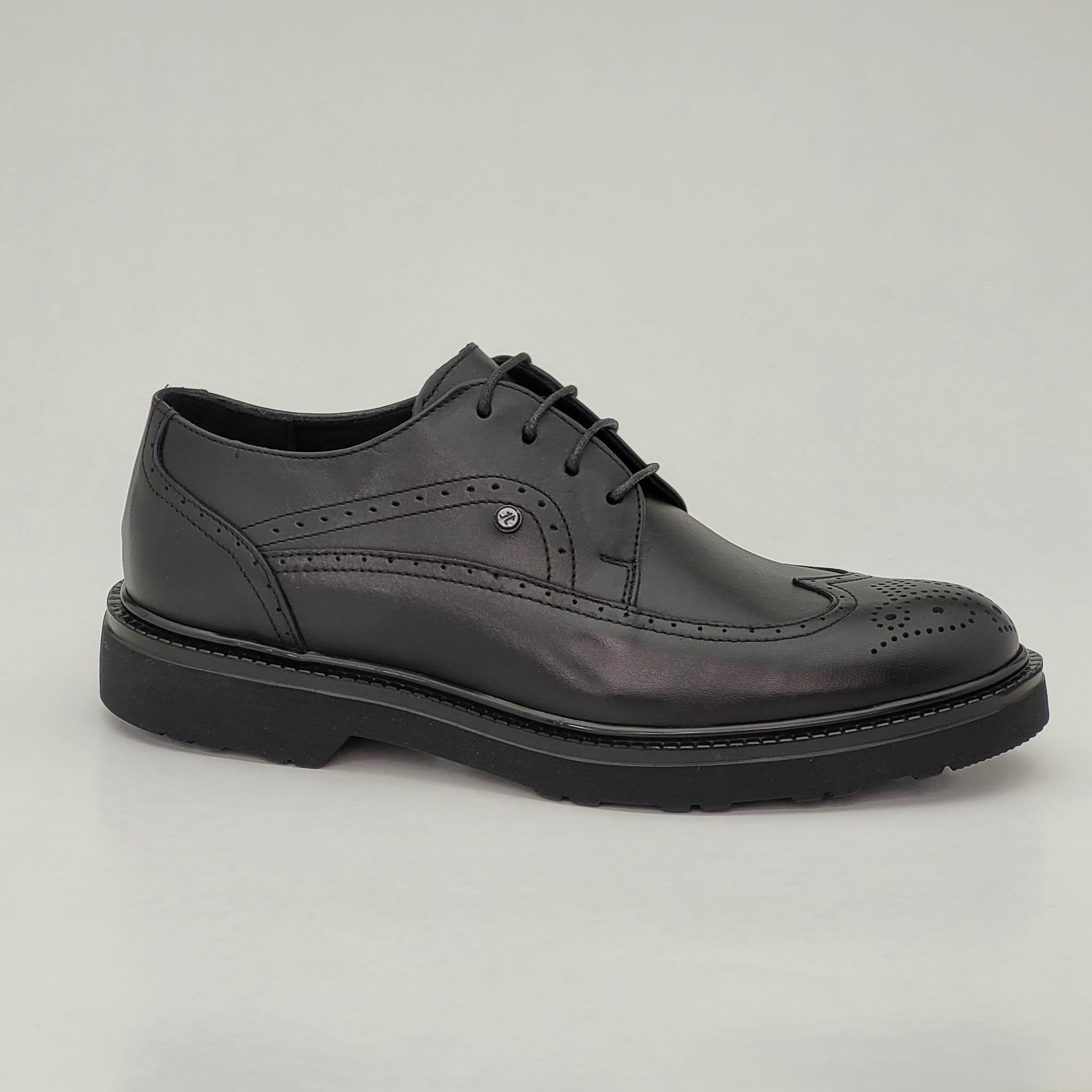 Pantofi Oxford casual bărbați din piele naturală negri - B080 - imagine 3
