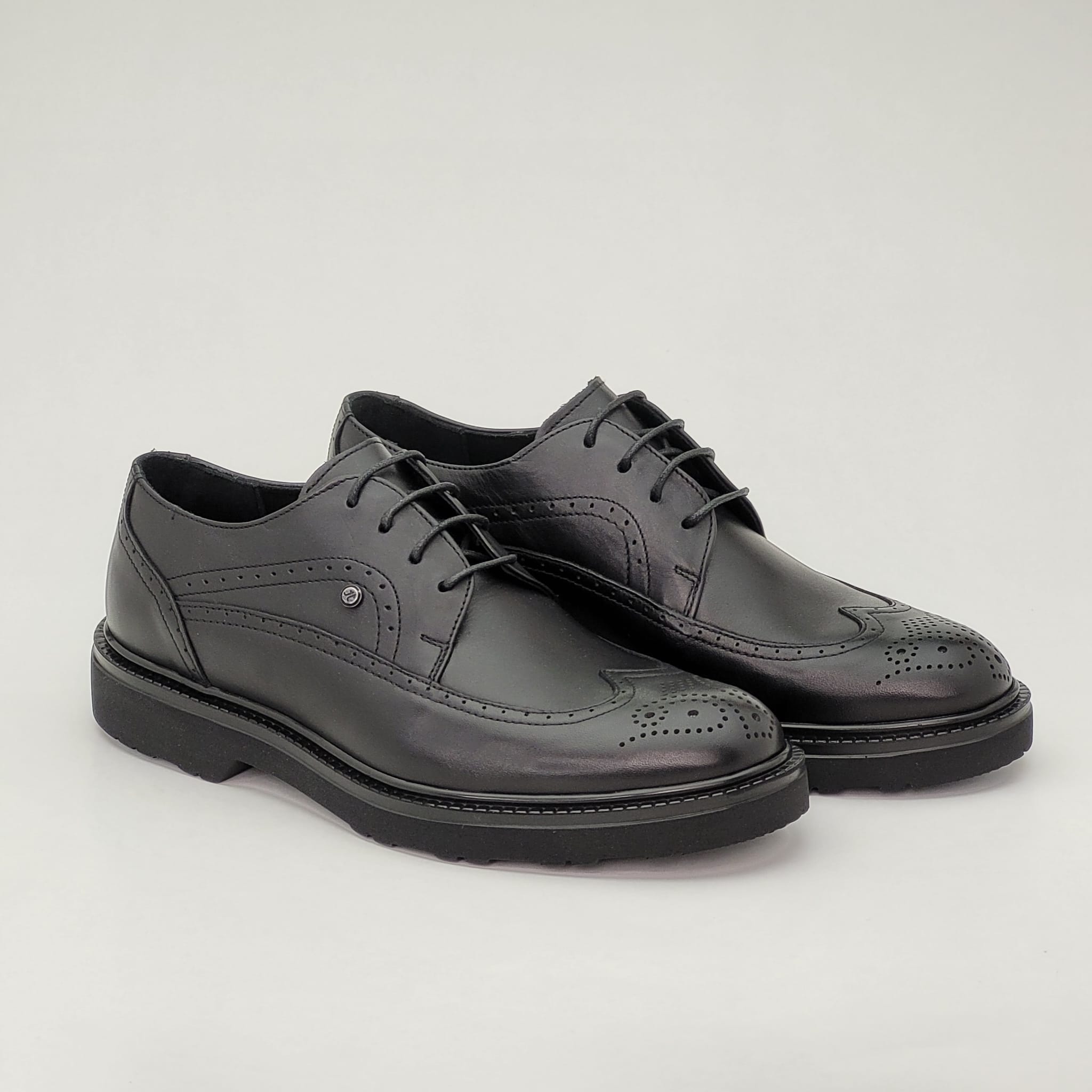 Pantofi Oxford casual bărbați din piele naturală negri - B080 - imagine 2