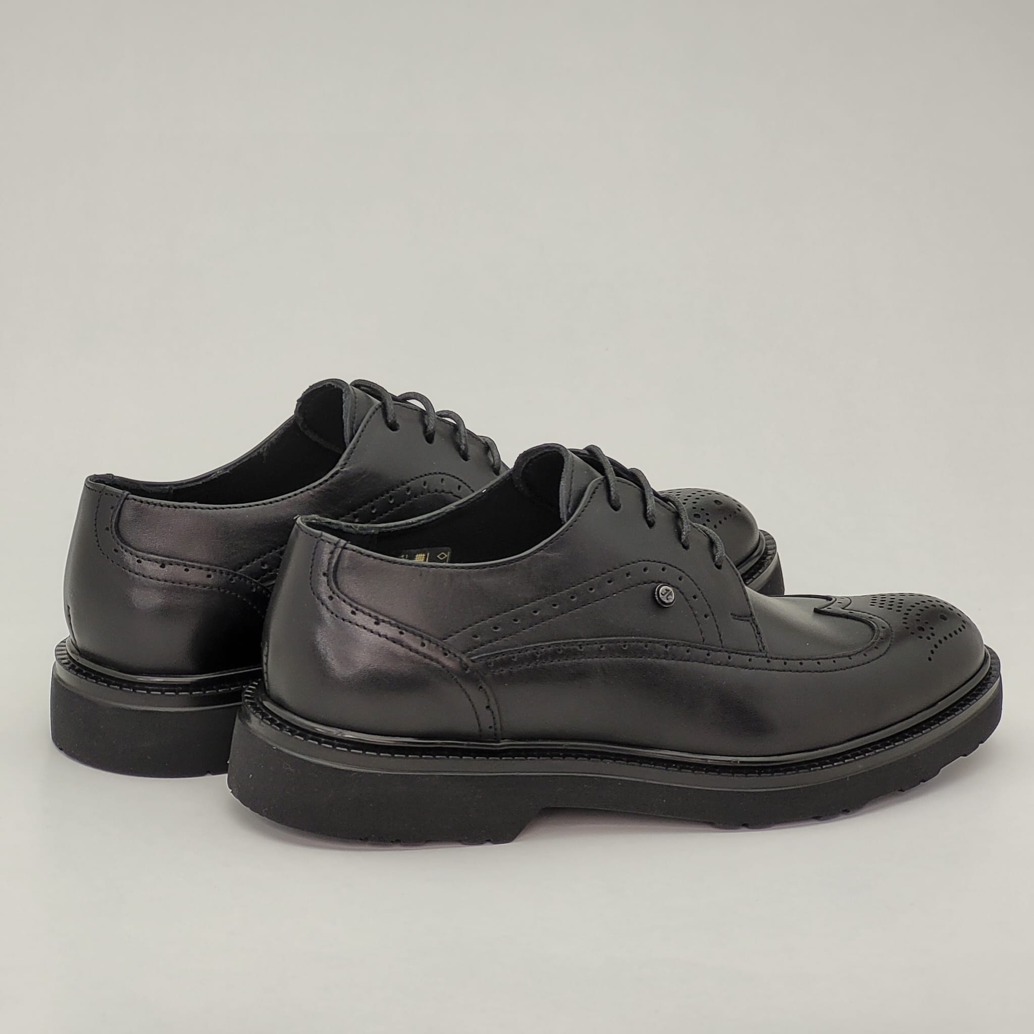 Pantofi Oxford casual bărbați din piele naturală negri - B080 - imagine 4