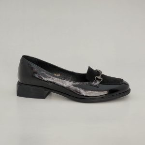 Pantofi damă eleganți lac din piele naturală Negri - A211