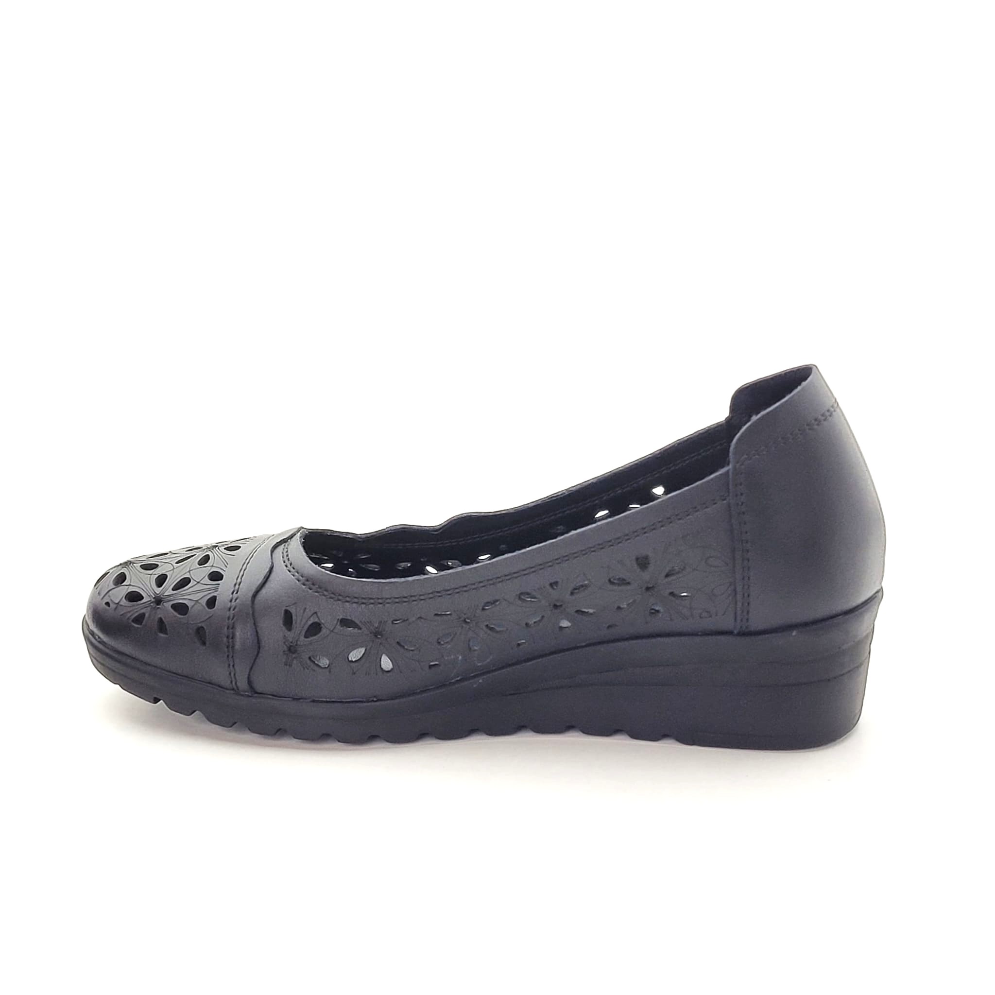 Pantofi damă perforatii din piele naturală Negri - A219 - imagine 4