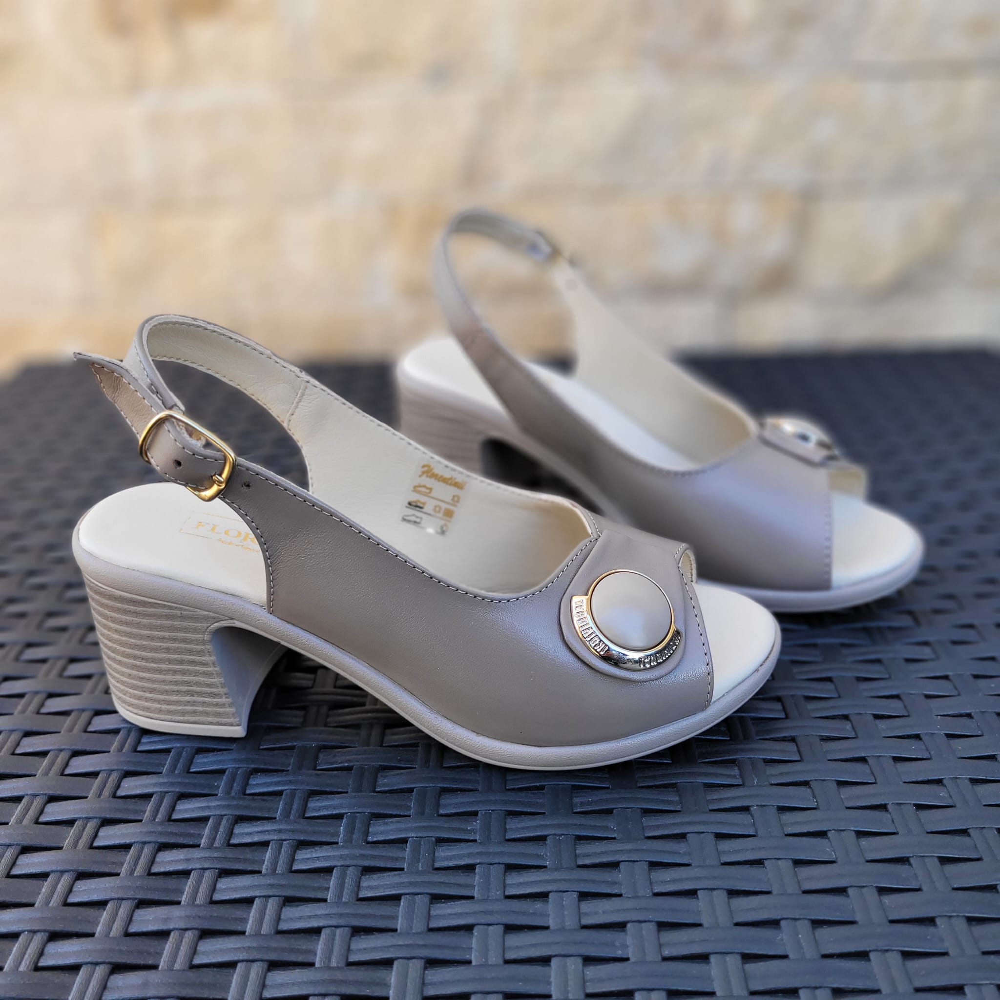 Sandale casual damă din piele naturală Bej - Taupe - A222 - imagine 2