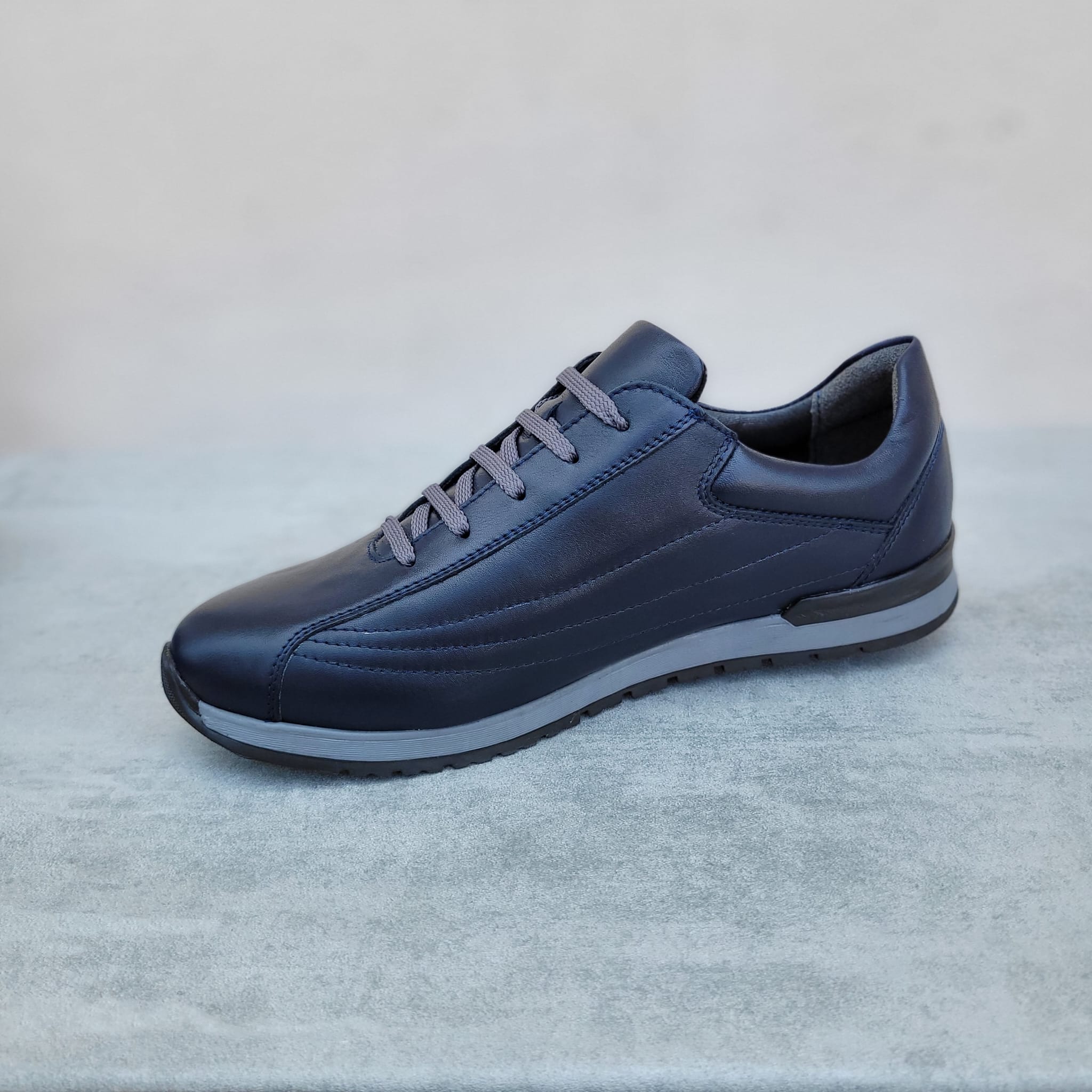 Pantofi sport bărbați din piele naturală bleumarin - B095 - imagine 4
