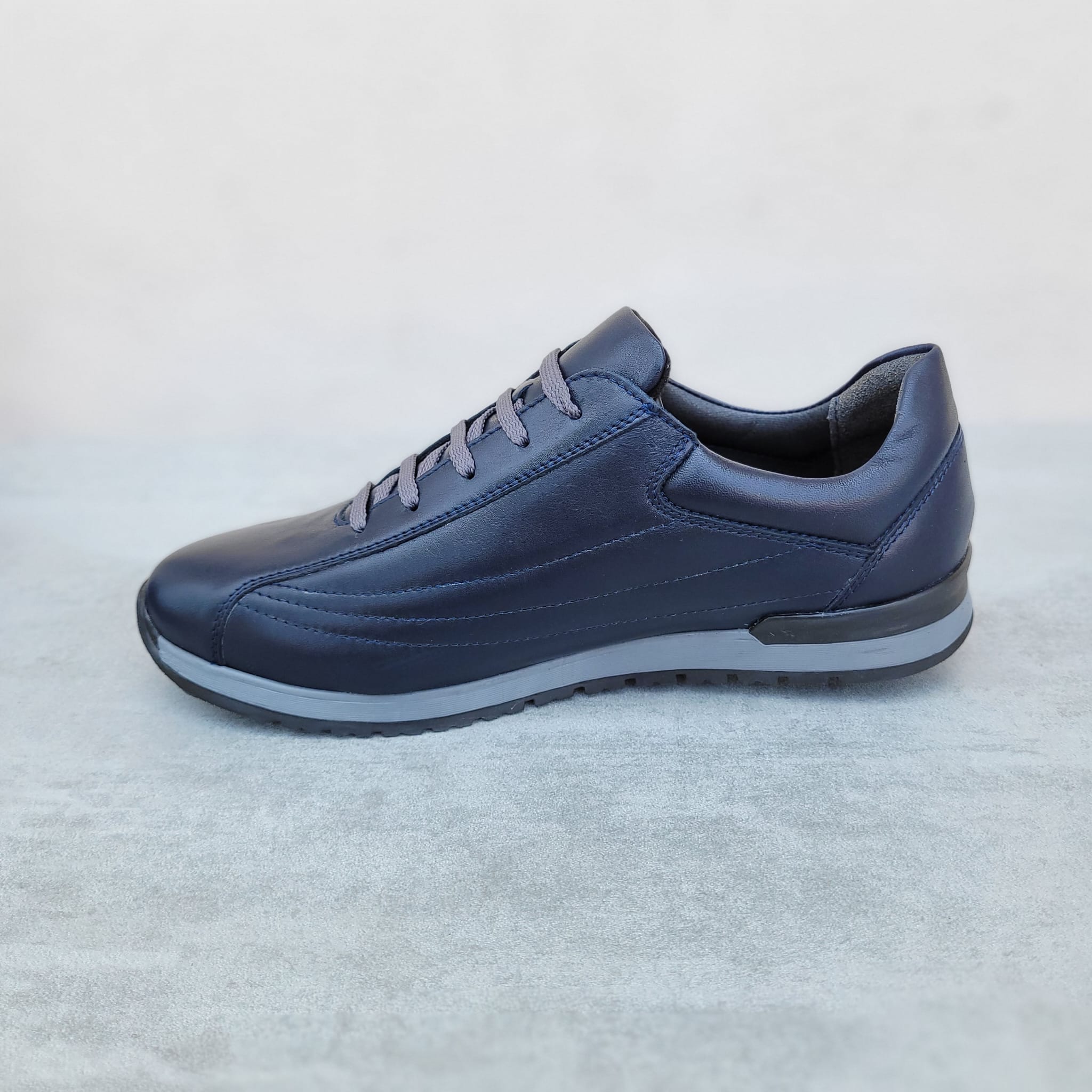 Pantofi sport bărbați din piele naturală bleumarin - B095 - imagine 5